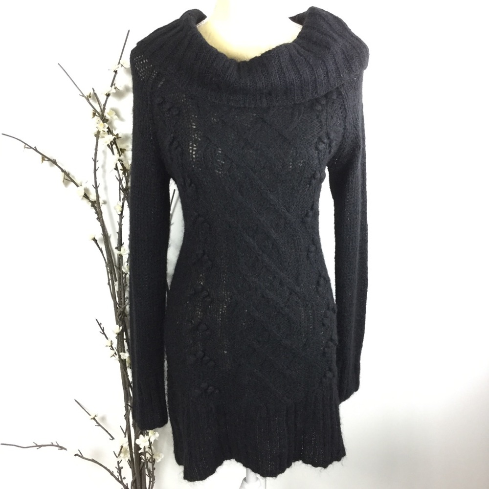 H&M Black Long Sleeve Mohair Cowl Neck Sweater